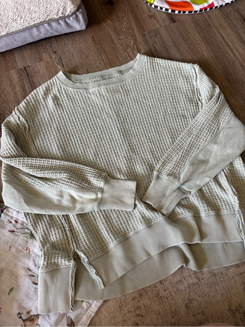 aerie waffle crewneck sweater
